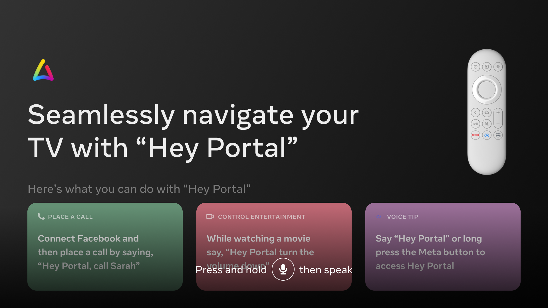 Portal TV voice navigation education screen